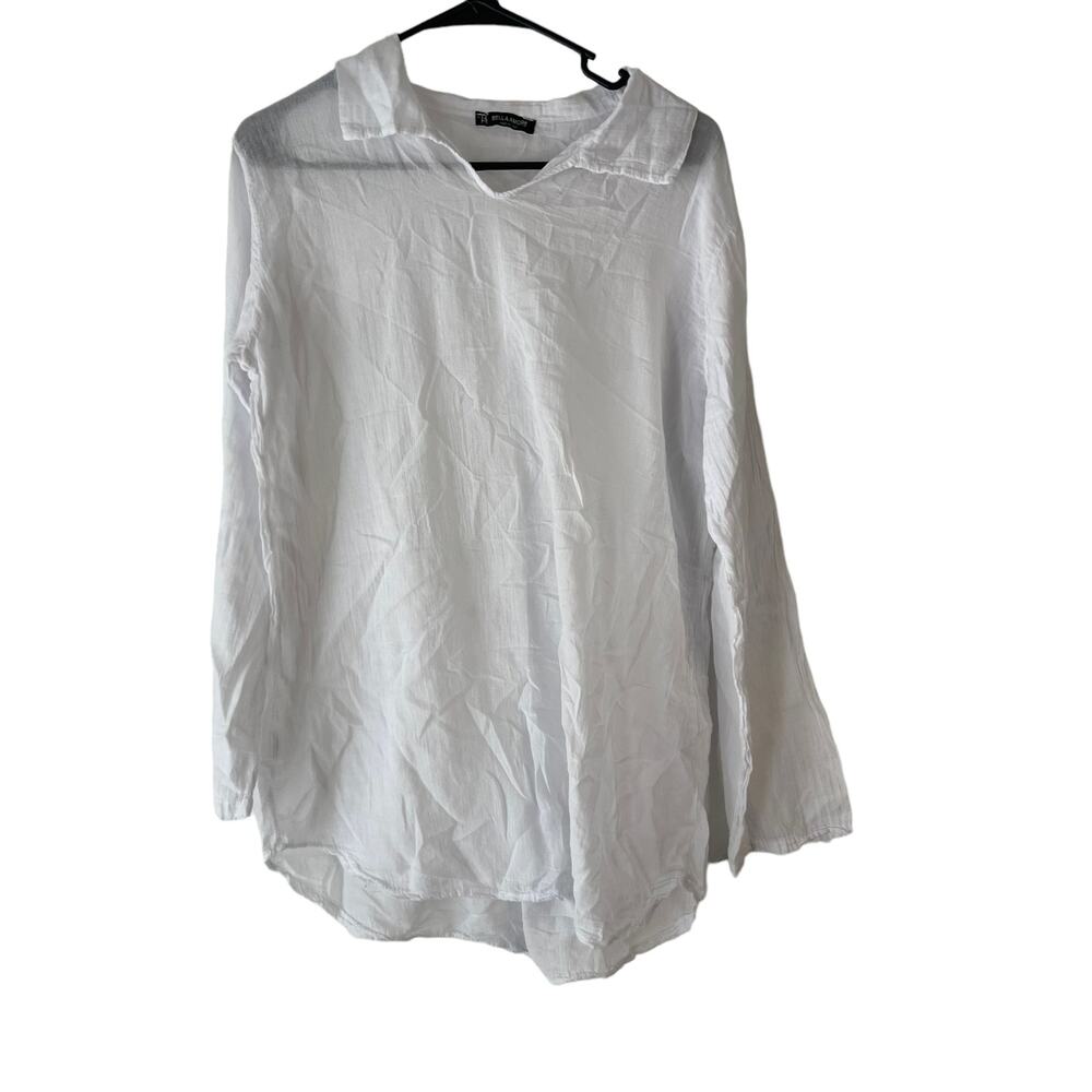Bella Amore Made In Italy Women's One Size‎ Sheer Cotton Light Weight Tunic Top
